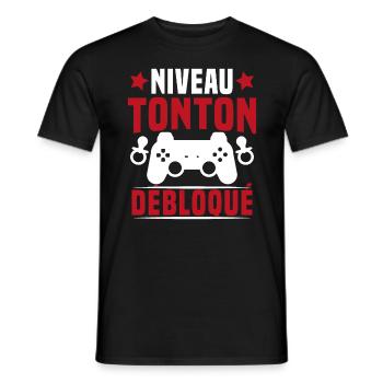 niveau tonton débloqué rétro oncle gamer geek - T-shirt homme - noir - Devant - AI Model Male 178 light (178cm)