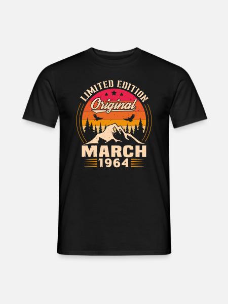 Jahrgang Geboren im März 1964 Geburtstagsgeschenk - Männer T-Shirt - Schwarz