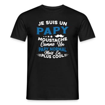 Un Papy Moustache Comme Un Papy Normal - T-shirt homme - noir - Devant - AI Model Male 178 light (178cm)