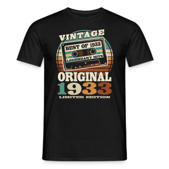 90 Jahre alt - Geburtstag 1933 - 1933 geboren - Männer T-Shirt - Schwarz - Vorne - AI Model Male 178 light (178cm)