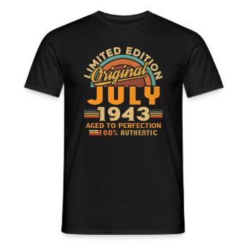 Millésime né en juillet 1943 Anniversaire juillet 1943 - T-shirt homme - noir - Devant - AI Model Male 178 light (178cm)