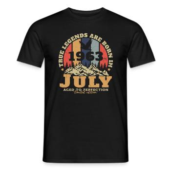 Jahrgang geboren Juli 1963 Geburtstag Juli 1963 - Männer T-Shirt - Schwarz - Vorne - AI Model Male 178 light (178cm)