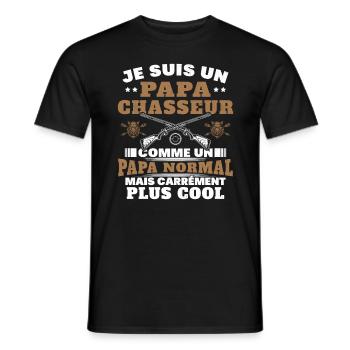 Un papa chasseur c'est comme un papa normal - T-shirt homme - noir - Devant - AI Model Male 178 light (178cm)