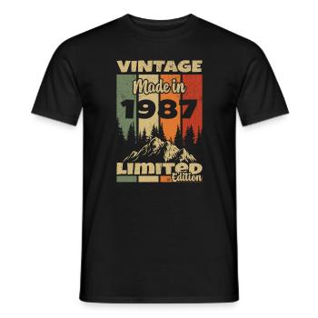 1987 Vintage Nées En 1987 Cadeau D'anniversaire - T-shirt homme - noir - Devant - AI Model Male 178 light (178cm)