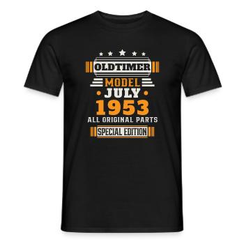 Voiture ancienne Juillet 1953 Cadeau d’anniversaire - T-shirt homme - noir - Devant - AI Model Male 178 light (178cm)