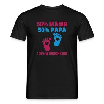 50% Mama 50% Papa 100% Prinzessin - Baby - Geburt - Männer T-Shirt - Schwarz - Vorne - AI Model Male 178 light (178cm)