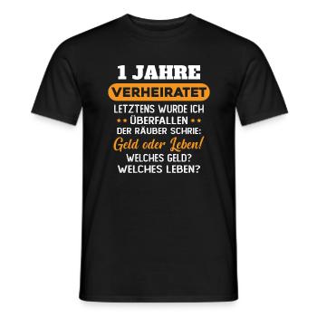 1 Jahre verheiratet zynisch 1 Hochzeitstag - Männer T-Shirt - Schwarz - Vorne - AI Model Male 178 light (178cm)