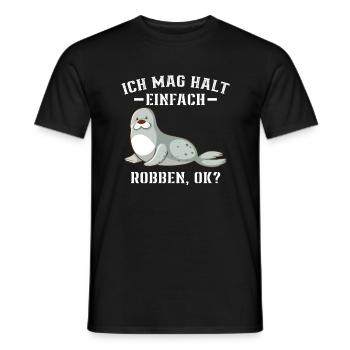 Robbe - Ich mag halt einfach Robben Ok? - Männer T-Shirt - Schwarz - Vorne - AI Model Male 178 light (178cm)