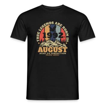 August 1992 Vintage Birthday Retro - Men's T-Shirt - black - Front - AI Model Male 178 light (178cm)