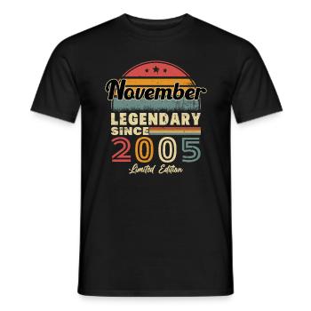 Vintage birthday gift born in November 2005 - Men's T-Shirt - black - Front - AI Model Male 178 light (178cm)