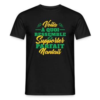 Supporter Nantais Cadeau Foot-ball Club Nantes - T-shirt homme - noir - Devant - AI Model Male 178 light (178cm)