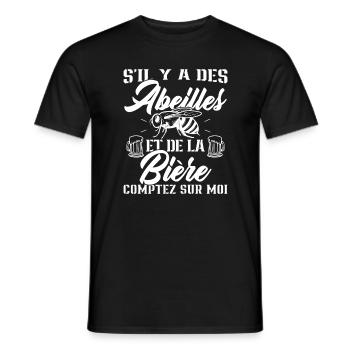 S'il y a des abeilles et de la bière - T-shirt homme - noir - Devant - AI Model Male 178 light (178cm)