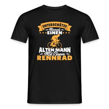Alten mann mit einem Rennrad - Männer T-Shirt - Schwarz - Vorne - AI Model Male 178 light (178cm)