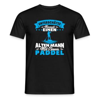 Alter Mann mit Paddel Kanufahrer Vintage Kanusport - Männer T-Shirt - Schwarz - Vorne - AI Model Male 178 light (178cm)