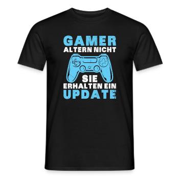 Gamer Altern Nicht Sie Erhalten Ein Update Zocker - Männer T-Shirt - Schwarz - Vorne - AI Model Male 178 light (178cm)