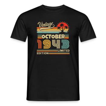 October 1943 vintage retro anniversary 1943 - Men's T-Shirt - black - Front - AI Model Male 178 light (178cm)