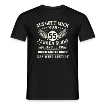 55. Geburtstag Als gott mich vor 55 jahren schuf - Männer T-Shirt - Schwarz - Vorne - AI Model Male 178 light (178cm)
