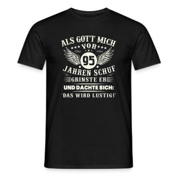 95. Geburtstag Als gott mich vor 95 jahren schuf - Männer T-Shirt - Schwarz - Vorne - AI Model Male 178 light (178cm)
