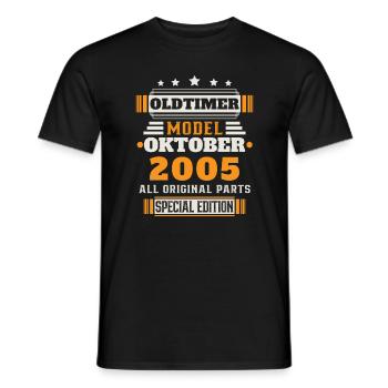 Oldtimer Oktober 2005 Geburtstag Geschenk - Männer T-Shirt - Schwarz - Vorne - AI Model Male 178 light (178cm)