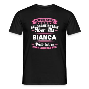 Name Bianca Vorname Klugscheisserin Namenstag - Männer T-Shirt - Schwarz - Vorne - AI Model Male 178 light (178cm)