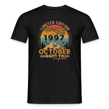 Original octobre 1997 vintage anniversaire 1997 - T-shirt homme - noir - Devant - AI Model Male 178 light (178cm)