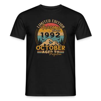 Original October 1992 vintage anniversary 1992 - Men's T-Shirt - black - Front - AI Model Male 178 light (178cm)