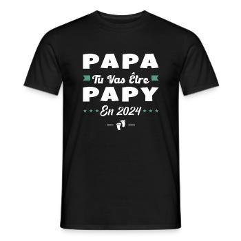 Futur Grand Père Papa Tu Vas Être Papy 2024 - T-shirt homme - noir - Devant - AI Model Male 178 light (178cm)