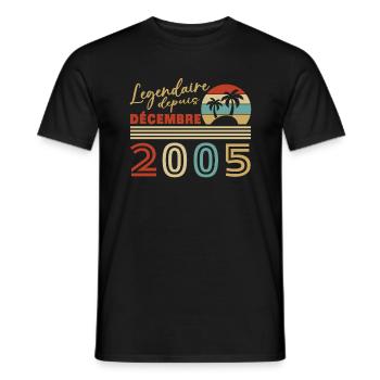 Cadeau D'anniversaire Nées En Décembre 2005 - T-shirt homme - noir - Devant - AI Model Male 178 light (178cm)