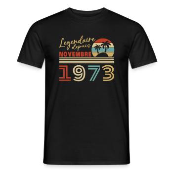 Légendaire novembre 1973 édition limitée - T-shirt homme - noir - Devant - AI Model Male 178 light (178cm)