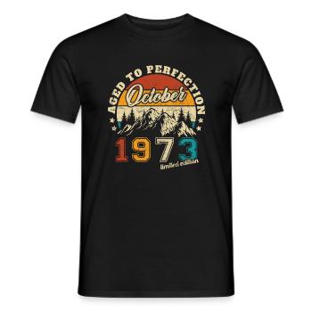 Cadeau Anniversaire Rétro Vintage 1973 Octobre - T-shirt homme - noir - Devant - AI Model Male 178 light (178cm)