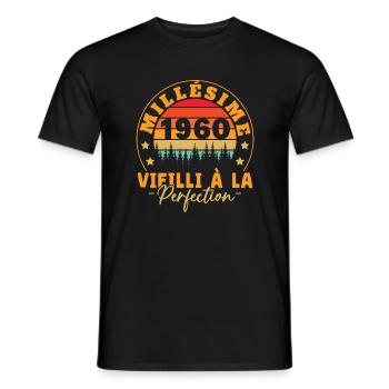 Millésime 1960, Cadeau D'anniversaire Vintage 1960 - T-shirt homme - noir - Devant - AI Model Male 178 light (178cm)