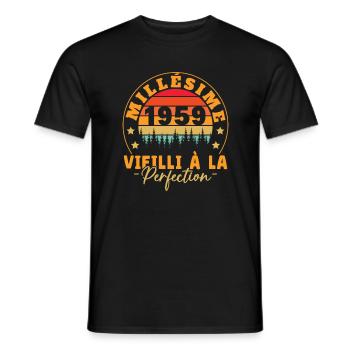 Millésime 1959, Cadeau D'anniversaire Vintage 1959 - T-shirt homme - noir - Devant - AI Model Male 178 light (178cm)