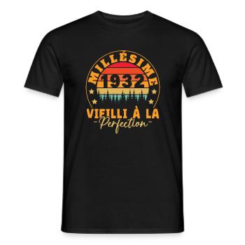 Cadeau Millésime 1932 Vieilli À La Perefection - T-shirt homme - noir - Devant - AI Model Male 178 light (178cm)