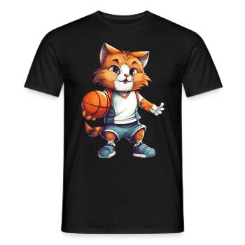 Chat de basket-ball - T-shirt homme - noir - Devant - AI Model Male 178 light (178cm)