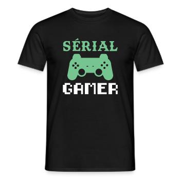 Sérial Gamer humour console jeux vidéos ado geek - T-shirt homme - noir - Devant - AI Model Male 178 light (178cm)