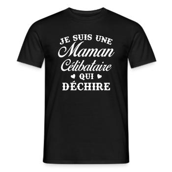 Femme Maman célibataire qui déchire - T-shirt homme - noir - Devant - AI Model Male 178 light (178cm)