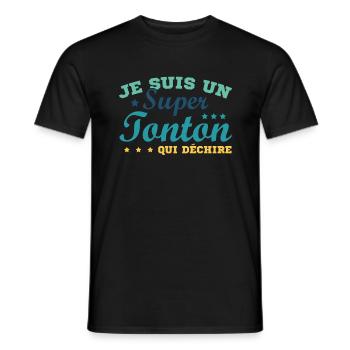 Je Suis Un Super Tonton Qui Déchire Cadeau Humour - T-shirt homme - noir - Devant - AI Model Male 178 light (178cm)