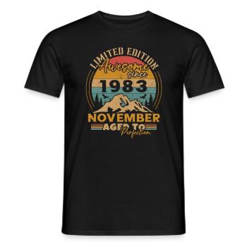 Jahrgang 1983 November Retro Geburtstagsgeschenk - Männer T-Shirt - Schwarz - Vorne - AI Model Male 178 light (178cm)