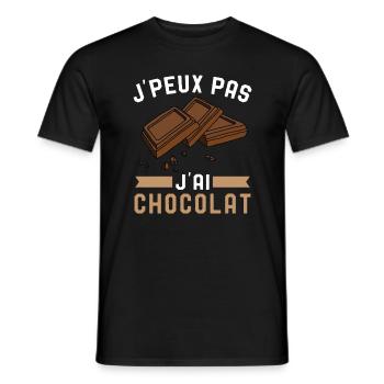 Je Peux Pas J'Ai Chocolat Humour Chocolatine - T-shirt homme - noir - Devant - AI Model Male 178 light (178cm)