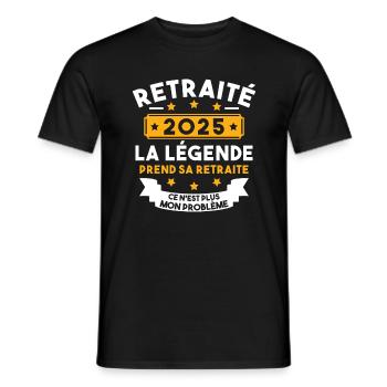 Retraité 2025 Pour Homme Femme Départ Retraite - T-shirt homme - noir - Devant - AI Model Male 178 light (178cm)