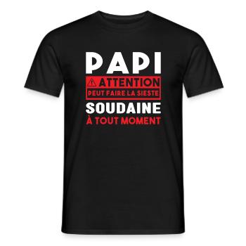 Papi Peut Faire La Sieste Soudaine Grand Pères - T-shirt homme - noir - Devant - AI Model Male 178 light (178cm)