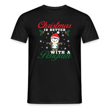 Weihnachten ist besser mit einem Pinguin - Männer T-Shirt - Schwarz - Vorne - AI Model Male 178 light (178cm)