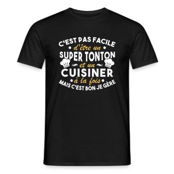 Super Tonton et un Cuisinier Cadeau Humour - T-shirt homme - noir - Devant - AI Model Male 178 light (178cm)
