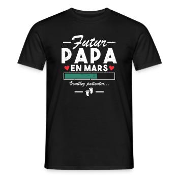 Annonce De Grossesse Papa Bébé Futur Papa En Mars - T-shirt homme - noir - Devant - AI Model Male 178 light (178cm)