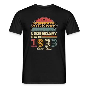 Cadeau D'anniversaire Nées En Janvier 1933 - T-shirt homme - noir - Devant - AI Model Male 178 light (178cm)