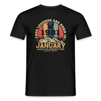 Birthday Gifts Born In January 1981 - Men's T-Shirt - black - Front - AI Model Male 178 light (178cm)