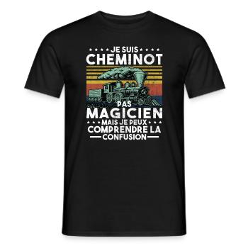 Cheminot Conducteur De Train Chemin De Fer - T-shirt homme - noir - Devant - AI Model Male 178 light (178cm)