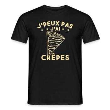 J'peux Pas J'ai Crêpes Cadeau Humour Drole - T-shirt homme - noir - Devant - AI Model Male 178 light (178cm)