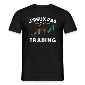 J'Peux Pas J'Ai Trading Métier Trader Humour - T-shirt homme - noir - Devant - AI Model Male 178 light (178cm)