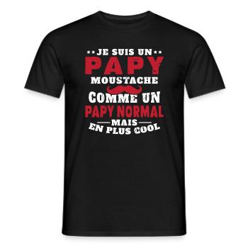 Un papy moustache comme un papy normal - T-shirt homme - noir - Devant - AI Model Male 178 light (178cm)